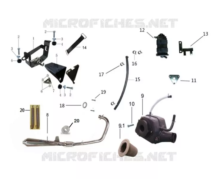 SCARICO / CASSA FILTRO ARIA / SUPPORTO BATTERIA